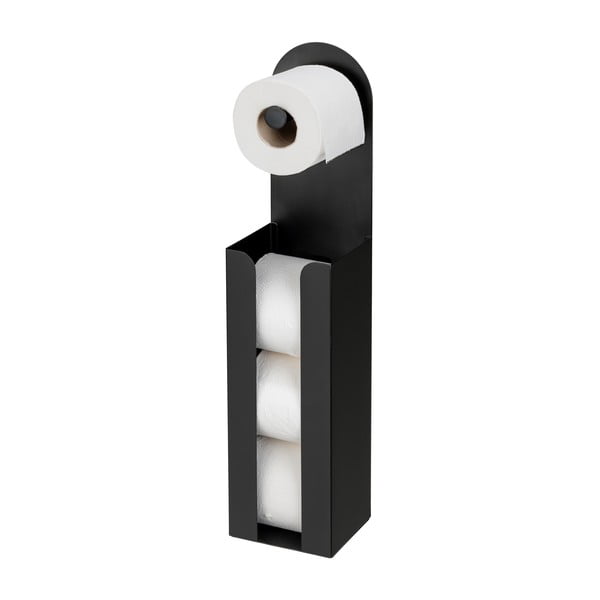 Черен самозалепващ стоманен държач за тоалетна хартия Agira – Wenko