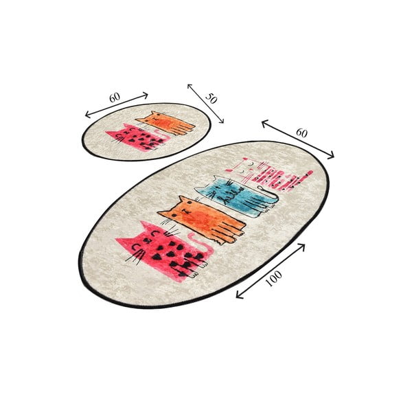 Светлокафяви килими за баня в комплект от 2 броя 60x100 cm Baby Cats – Foutastic-image-3