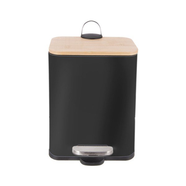 Черно кошче за боклук с педал от неръждаема стомана 5 l Black – Orion-image-2