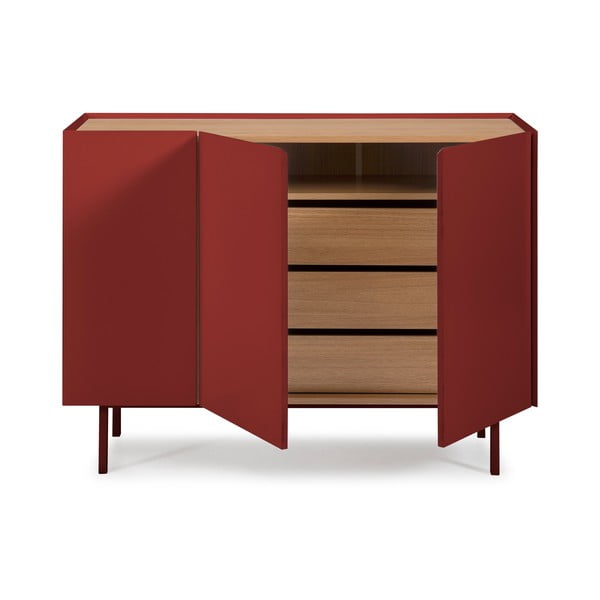 Червен  нисък скрин от декор от дъб  110x85 cm Arista – Teulat-image-3