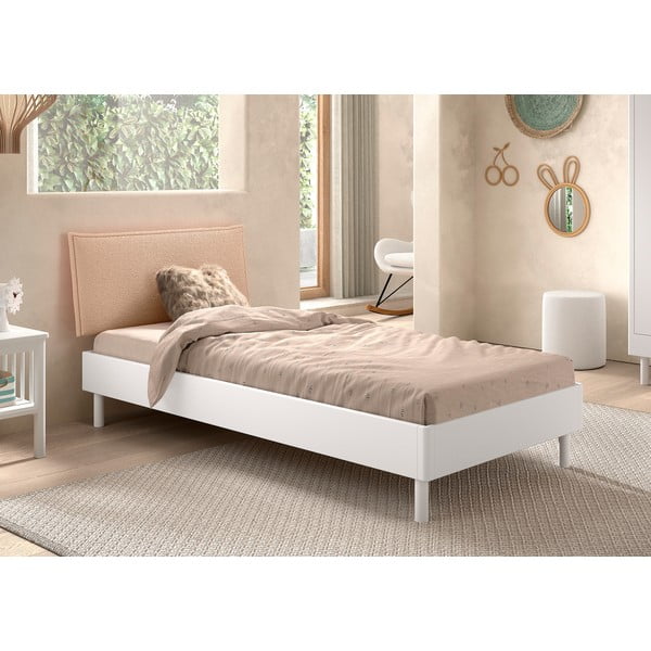 Бяло единично легло 90x200 cm от масивен бук с включена подматрачна рамка Forrest – Vipack-image-1