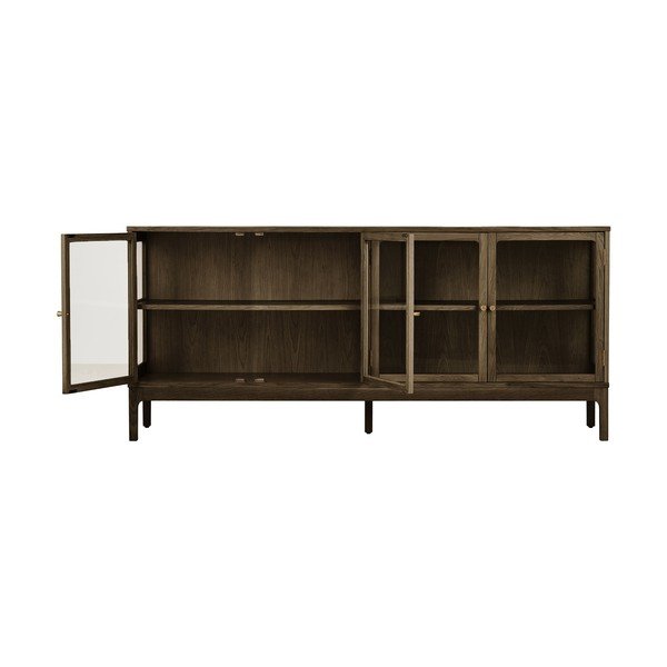 Тъмнокафява витрина от декор от дъб  180x80x40 cm Zamora – House Nordic-image-4