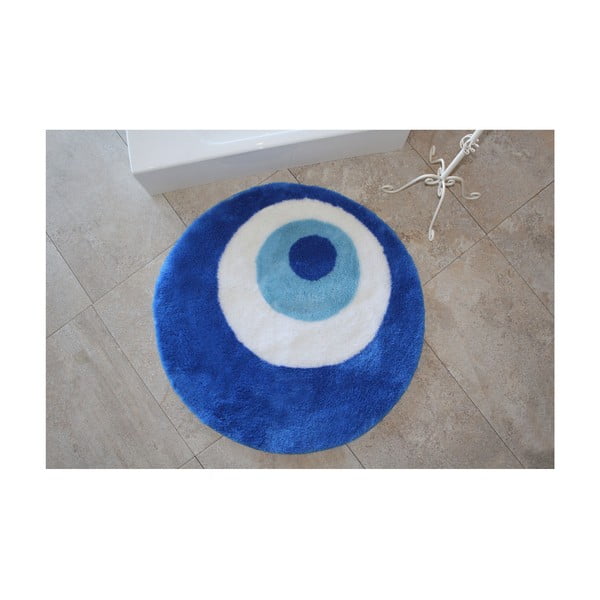 Кръгъл син килим за баня Eye - Foutastic