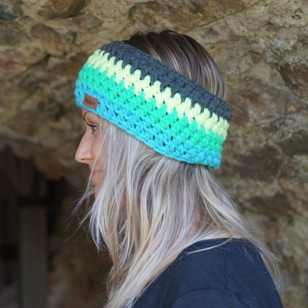 Ръчно плетене на една кука лента за глава Stripes Blue - DOKE-image-2