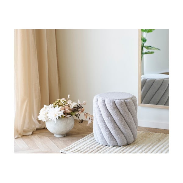 Сива табуретка от прежда с примки от букле Sana – House Nordic-image-1