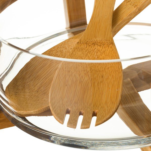 Set skleněné misky a 2 bambusových příborů Unimasa-image-1