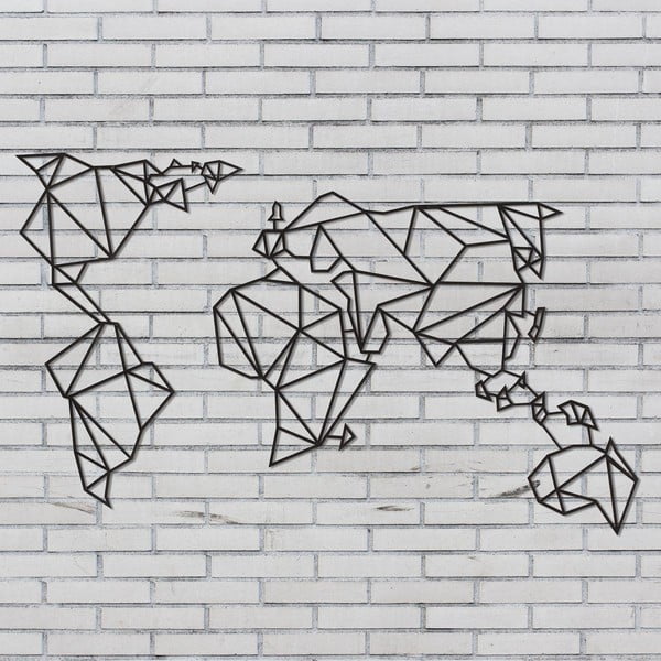 Метална декорация за стена в черно World - Homemania Decor-image-3