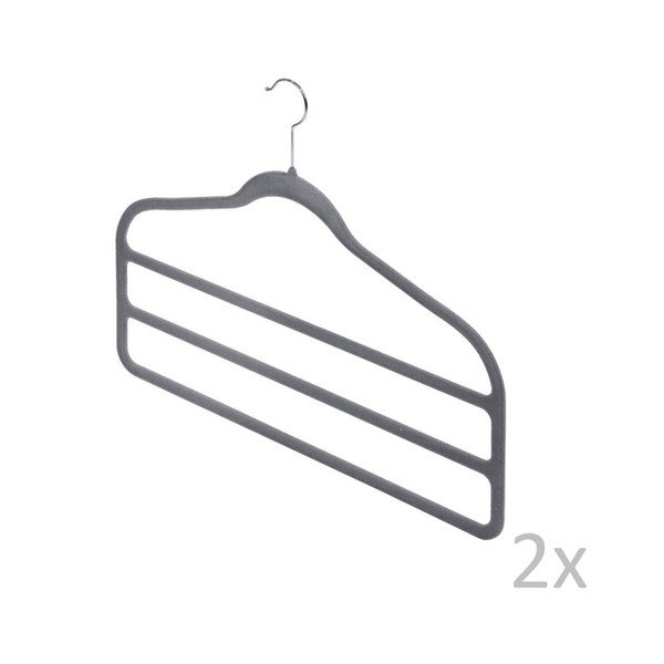 Комплект от 2 сиви кадифени каишки за панталон - Domopak-image-1