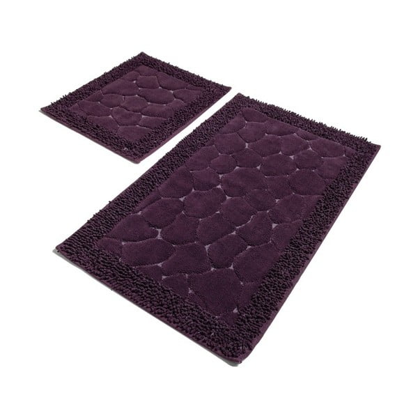 Комплект от 2 тъмнолилави памучни килима за баня Stone Purple - Confetti Bathmats