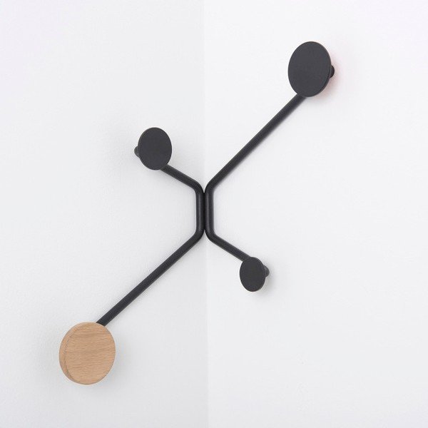 Черна ъглова стенна закачалка Hook - Gazzda-image-2