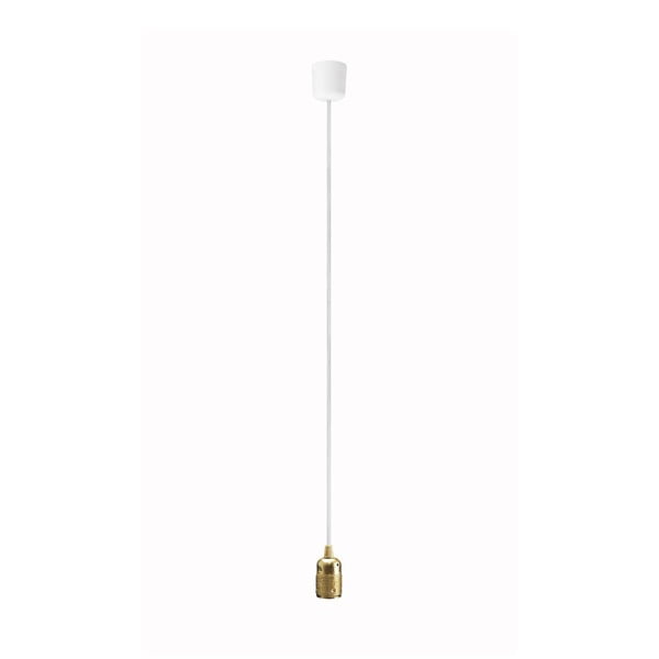 Závěsné svítidlo s bílým kabelem a zlatou objímkou Bulb Attack Uno