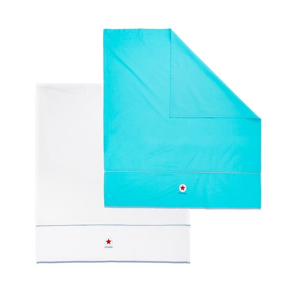 Синьо-бял комплект от 2 бебешки чаршафа , 80 x 100 cm - Tiseco Home Studio