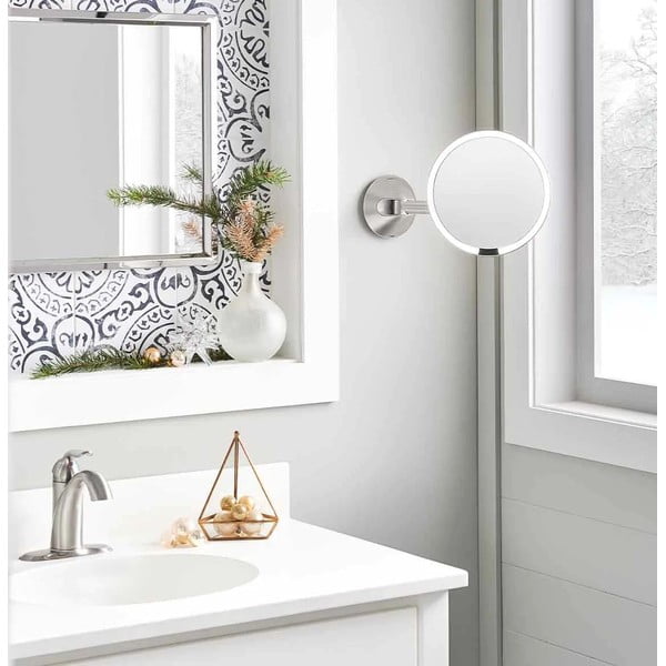 Стенно/козметично огледало със светлина/увеличително (5x) ø 20 cm Sensor – simplehuman-image-1