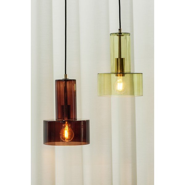 Кафяво затъмняващо се висящо осветително тяло със стъклен абажур ø 20 cm Ripple – Hübsch-image-1