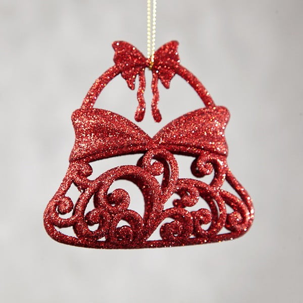 Sada 6 červených plastových vánočních ozdob DecoKing Bell