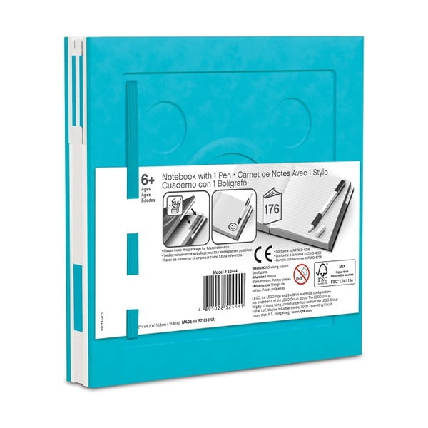 Тюркоазена квадратна тетрадка с гел писалка , 15,9 x 15,9 cm - LEGO®-image-2