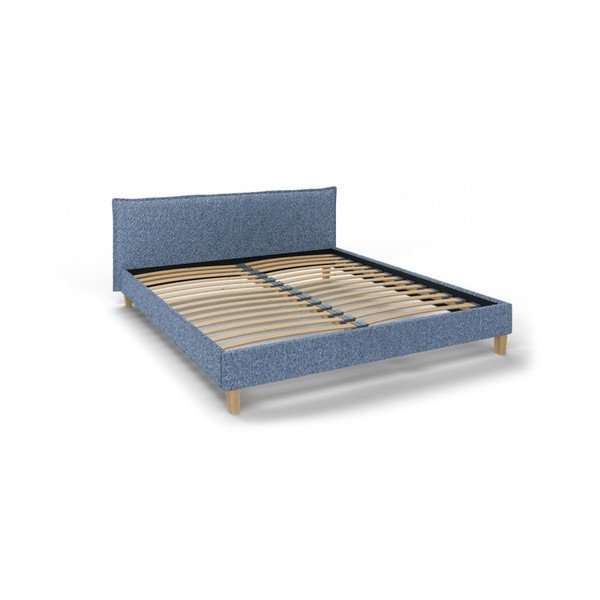 Синьо тапицирано двойно легло с решетка 160x200 cm Tina - Ropez