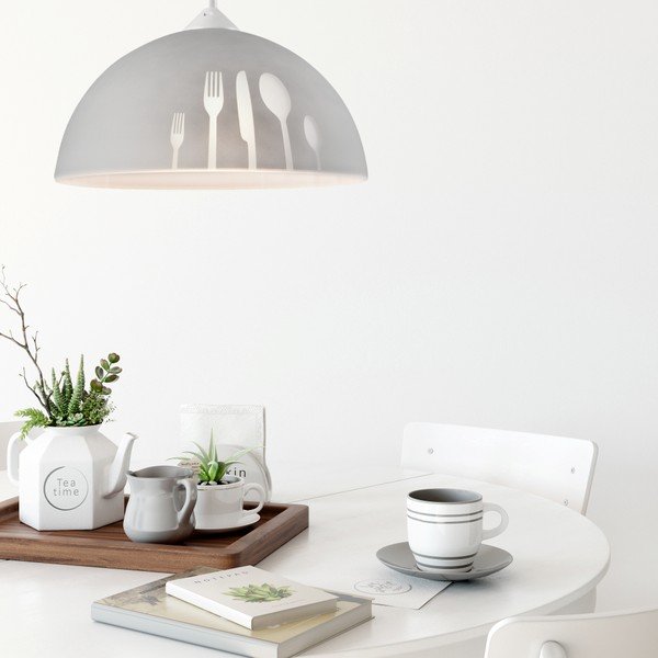 Сиво висящо осветително тяло със стъклен абажур ø 30 cm Apetite – LAMKUR-image-1