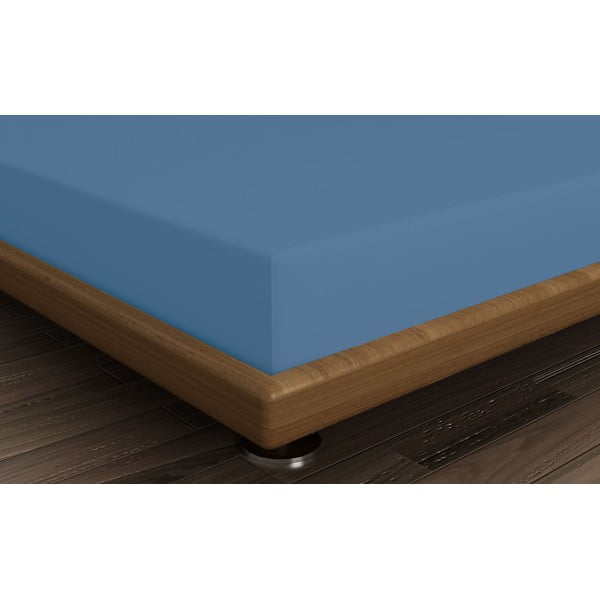 Син еластичен памучен чаршаф 140x200 cm – Mijolnir-image-1