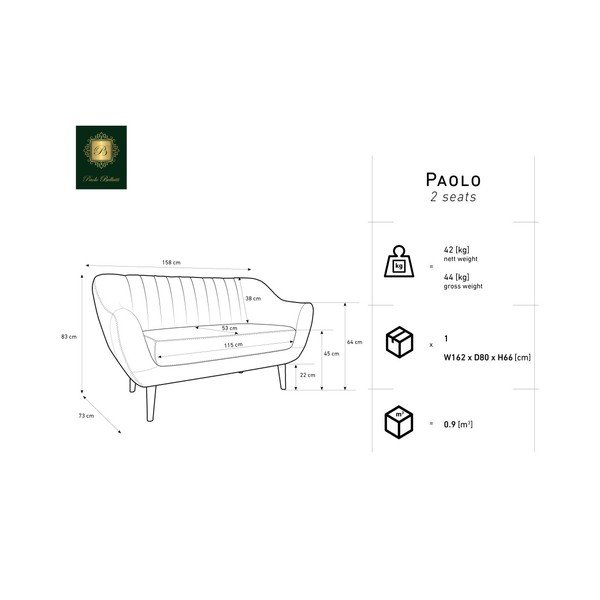 Šedá dvoumístná pohovka Mazzini Sofas Benito-image-3