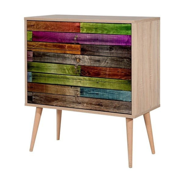 Дървен скрин с 3 чекмеджета Kasiani Rainbow - Vella