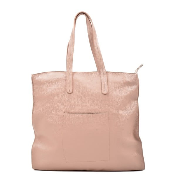 Růžová kožená kabelka Isabella Rhea Pergon Shopper