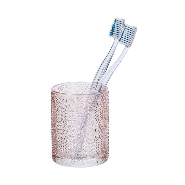 Светлорозова стъклена чаша за четки за зъби Vetro - Wenko-image-1