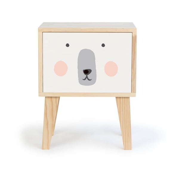 Детско нощно шкафче от борова дървесина Polar Bear - The Wild Hug