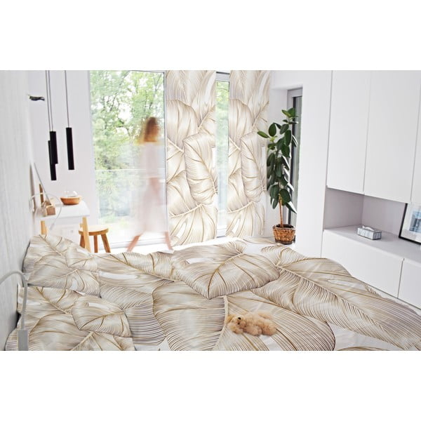 Завеса от памучен сатен  в златист цвят 110x170 cm Golden Leaves – Butter Kings-image-1