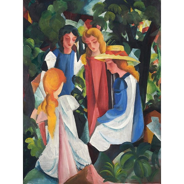 Репродукция на картина на Август Макке - , 40 x 60 cm Four Girls - Fedkolor