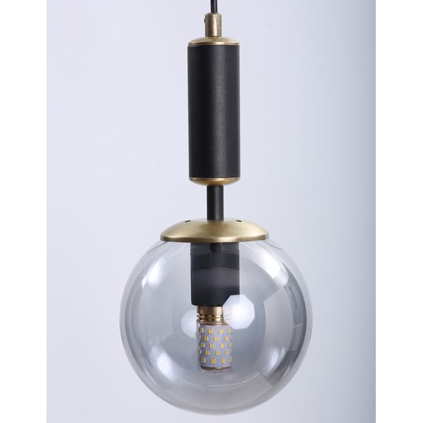 Черно-сива висяща лампа със стъклен абажур ø 15 cm Hector - Squid Lighting-image-1