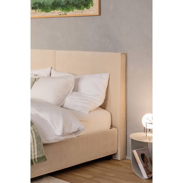 Бежово тапицирано двойно легло с място за съхранение и включена подматрачна рамка 180x200 cm Myra Bold – Bonami Selection-image-3