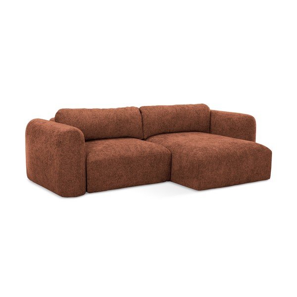 Теракотен шенилов разтегателен ъглов диван с място за съхранение (десен ъгъл) Mele – Makamii-image-2