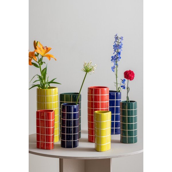 Синя керамична ваза (височина 30 cm) Retro Tiles – PT LIVING-image-2