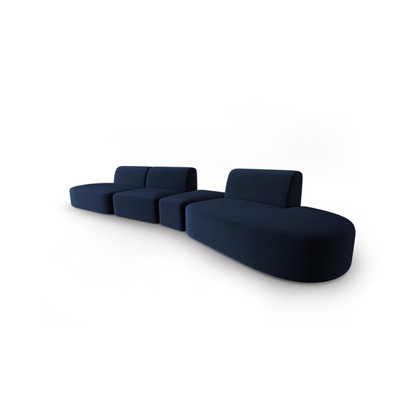 Син кадифен диван с десен ъгъл 428 cm Paolo – Milo Casa-image-2