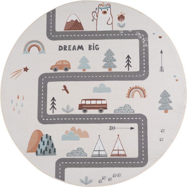 Кремав детски килим подходящ за пране ø120 cm Coco 1134 – Ayyildiz Carpets