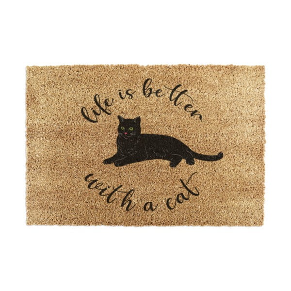 Изтривалка от кокосови влакна 60x90 cm Life Is Better With a Cat – Artsy Doormats