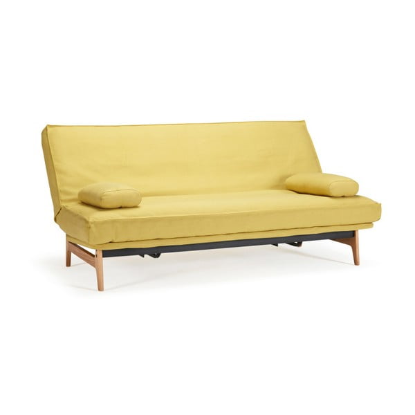 Жълт разтегателен диван със свалящо се покривало Elegant Soft Mustard Flower, 92 x 200 cm Aslak - Innovation