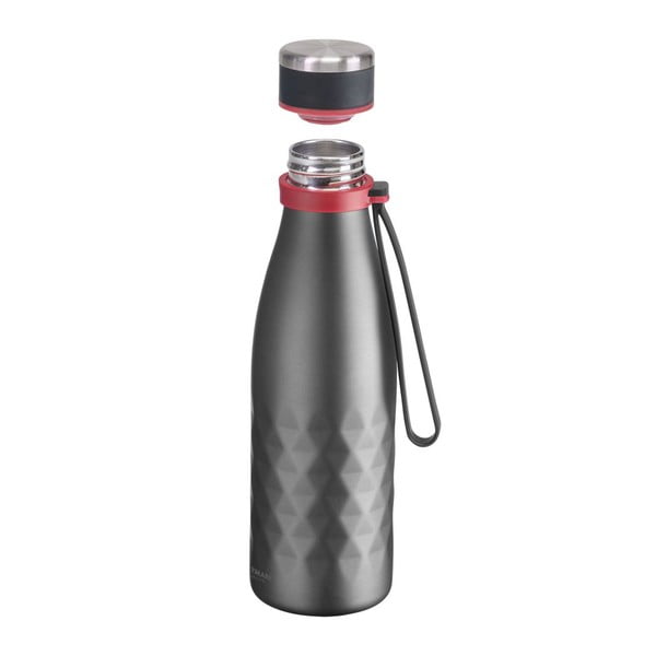 Сива силиконово-неръждаема бутилка за пътуване 550 ml Viva - Westmark-image-3