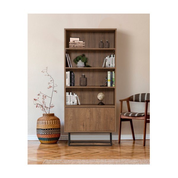 Библиотека от декор от орех в естествен цвят 80x182 cm Rodez – Kalune Design-image-1