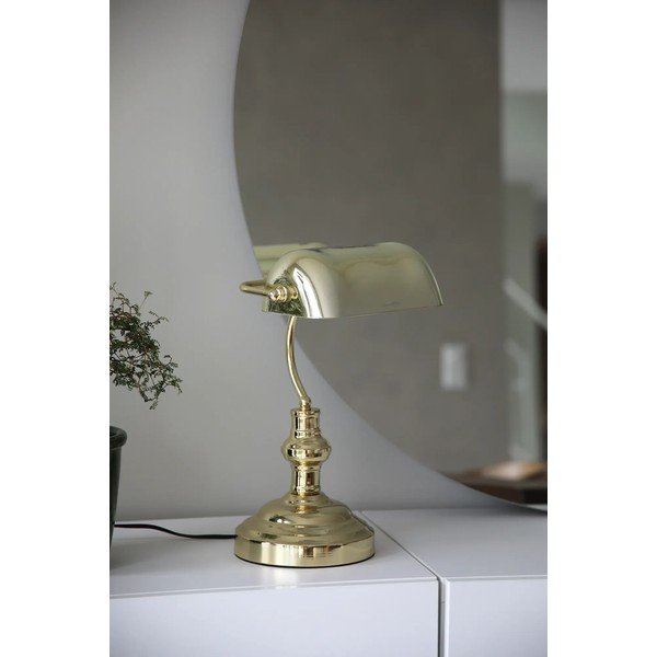 Настолна лампа в месингов цвят със стъклен абажур (височина 42 cm) Bankers – Markslöjd-image-1