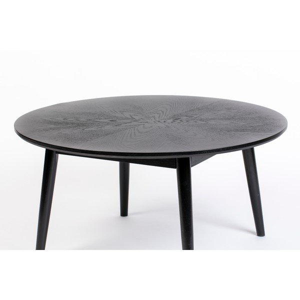 Черна кръгла масичка за кафе от декор от дъб  ø 80 cm Fabio – White Label-image-3