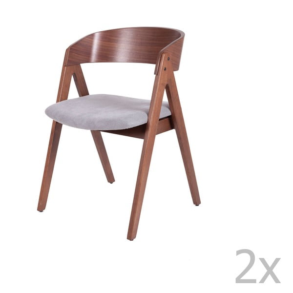 Комплект от 2 трапезни стола със сива седалка Rina - sømcasa