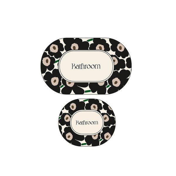 Черни/бежови килими за баня в комплект 2 бр. 60x100 cm Oweld – Foutastic