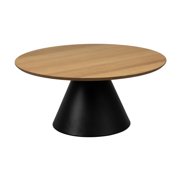 Кръгла масичка за кафе в черен и естествен цвят с дъбов плот ø 85 cm Soli – Actona-image-3