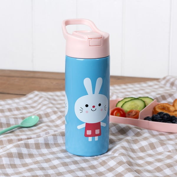 Светлосиня детска бутилка от неръждаема стомана 500 ml Lottie & Friends – Rex London-image-1