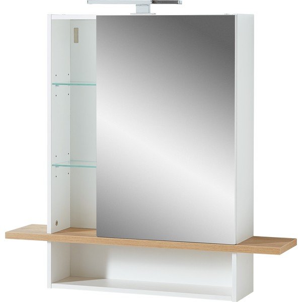 Бял висящ шкаф за баня с огледало в дъб 90x91 cm Novolino - Germania-image-2