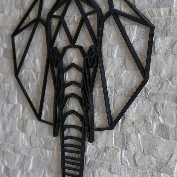 Черна декорация за стена Слон, 39 x 65 cm - Evila Originals-image-1