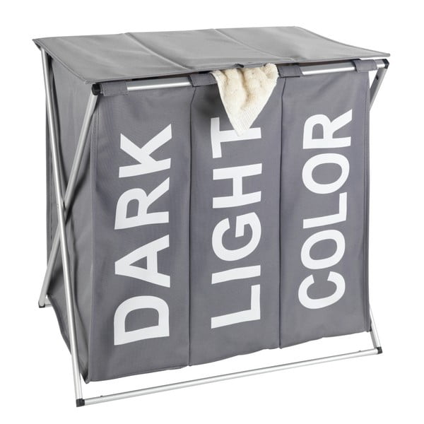 Тройна сива кошница за пране Trio, 118 л - Wenko-image-1