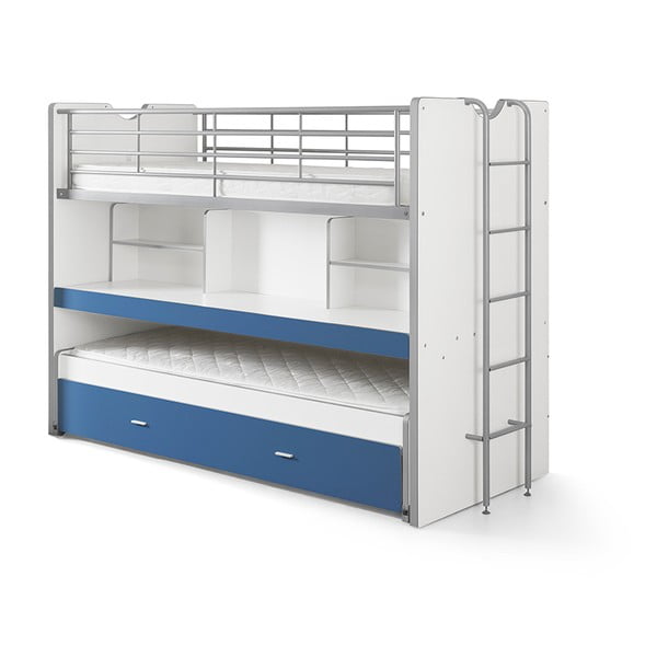 Бяло и синьо двуетажно легло с рафтове , 220 x 100 cm Bonny - Vipack